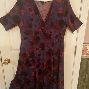 George Purple and Red Floral Midi Dress